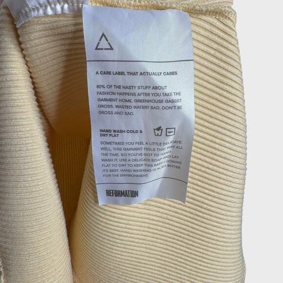 Reformation Ria XS Yellow Ribbed Racerback Mini Dress | Trendy Bodycon Core - Picture 5 of 7